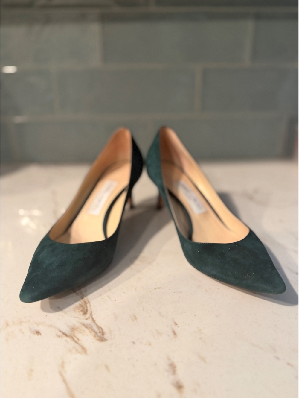 Jimmy Choo Women's Romy Suede Pointed-Toe Pumps Forest Green EU37/US6.5
